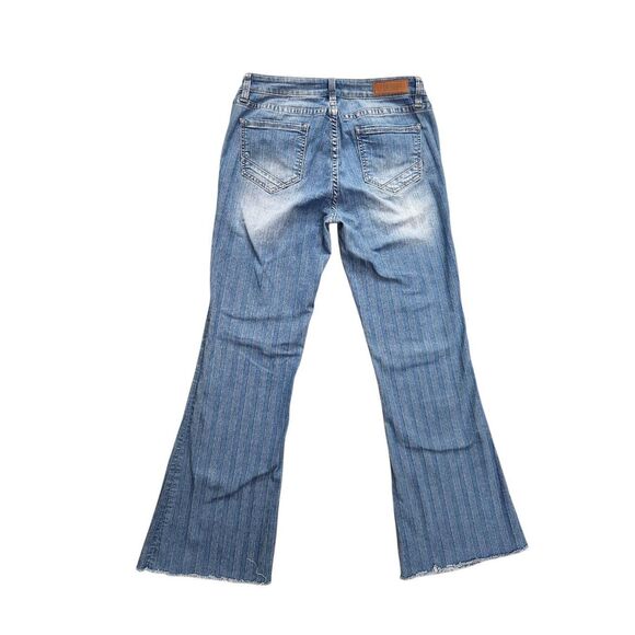 Rock & Roll Cowboy Denim Flare Striped Jeans womens 30x31* measured raw hem - Picture 2 of 9